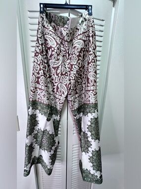 Zara Floral Paisley Satin Blouse in Olive, Mauve and Yellow